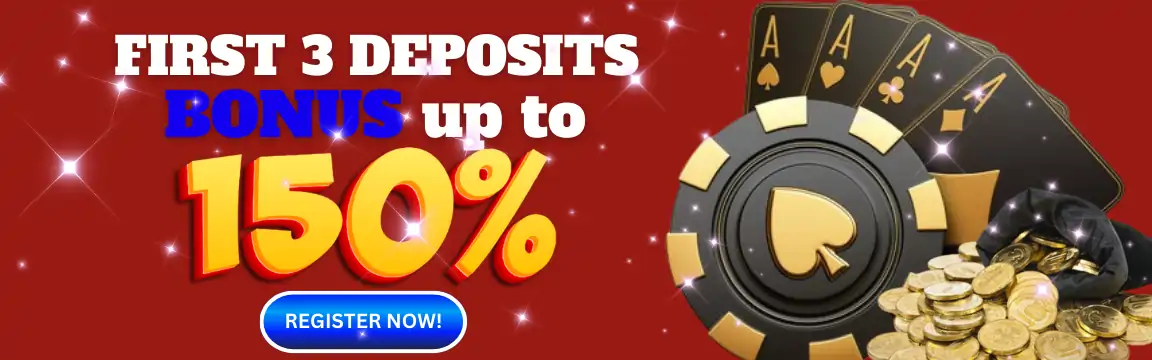first 3 deposit bonus up to 150%